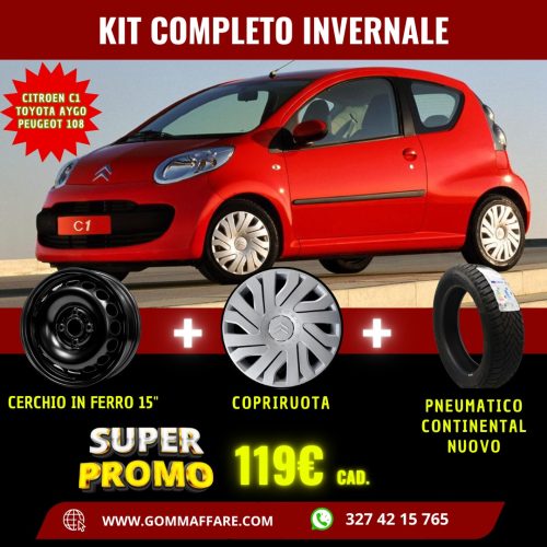 SUPER OFFERTA KIT COMPLETO INVERNALE gomma NUOVA 165/60 R15 con cerchio DEMO in ferro