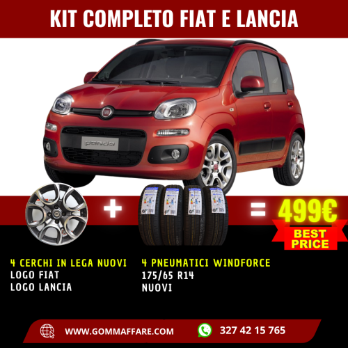 Kit completo gomme e cerchi in lega per Fiat e Lancia