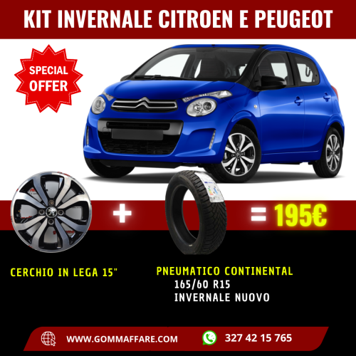 KIT INVERNALE cerchi in lega e pneumatici per Citroen e Peugeot