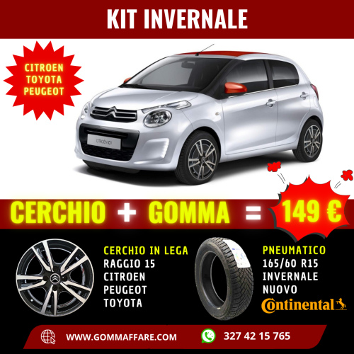 OFFERTA kit INVERNALE 2024 CERCHIO 15 + GOMMA PIRELLI 165/60 R15